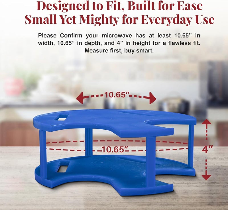 DoubleWave New Mini Blue 2 Tier Microwave Plate Stacker For Small Microwaves | BPA-Free Microwave Cool Plate And Spillover Caddy Stacker | Faster Reheating | Sturdy & Lightweight (Mini) - Image 3